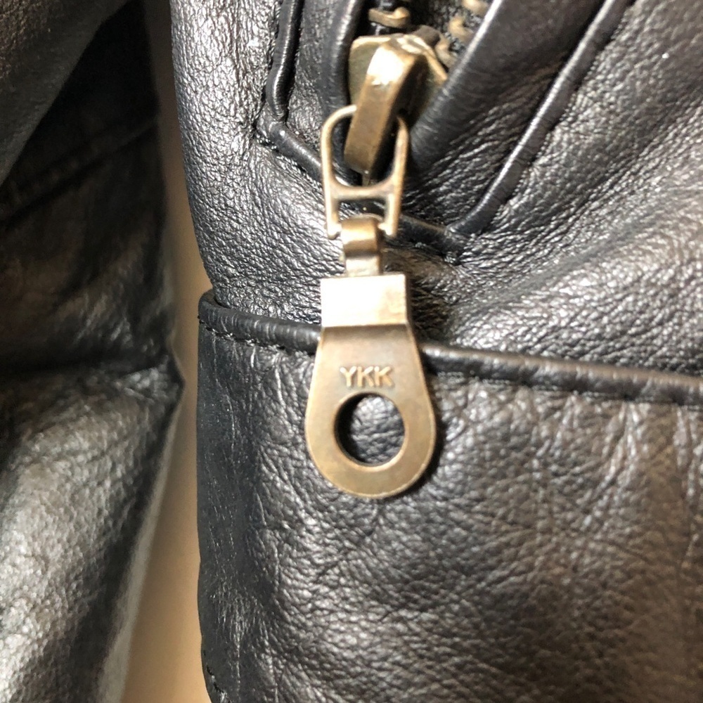 Smart Set Vintage 90s Brown Leather Aviator Jacket Crop Double Breasted Small - Picture 8 of 13